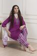Purple Printed Straight Suit Set