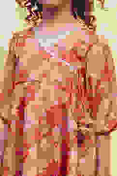 Orange Angrakha Printed Flared Suit Set image number 1