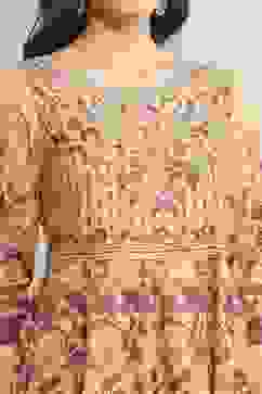 Yellow Cotton Anarkali Kurta Churidar Suit Set image number 1