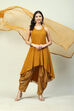 Mustard Art Silk Asymmetric Kurta Dhoti Salwar Suit Set image number 6