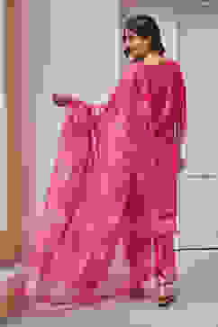 Berry Pink Rayon Straight Suit Set image number 5