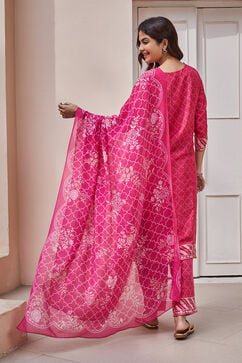 Berry Pink Rayon Straight Suit Set image number 5