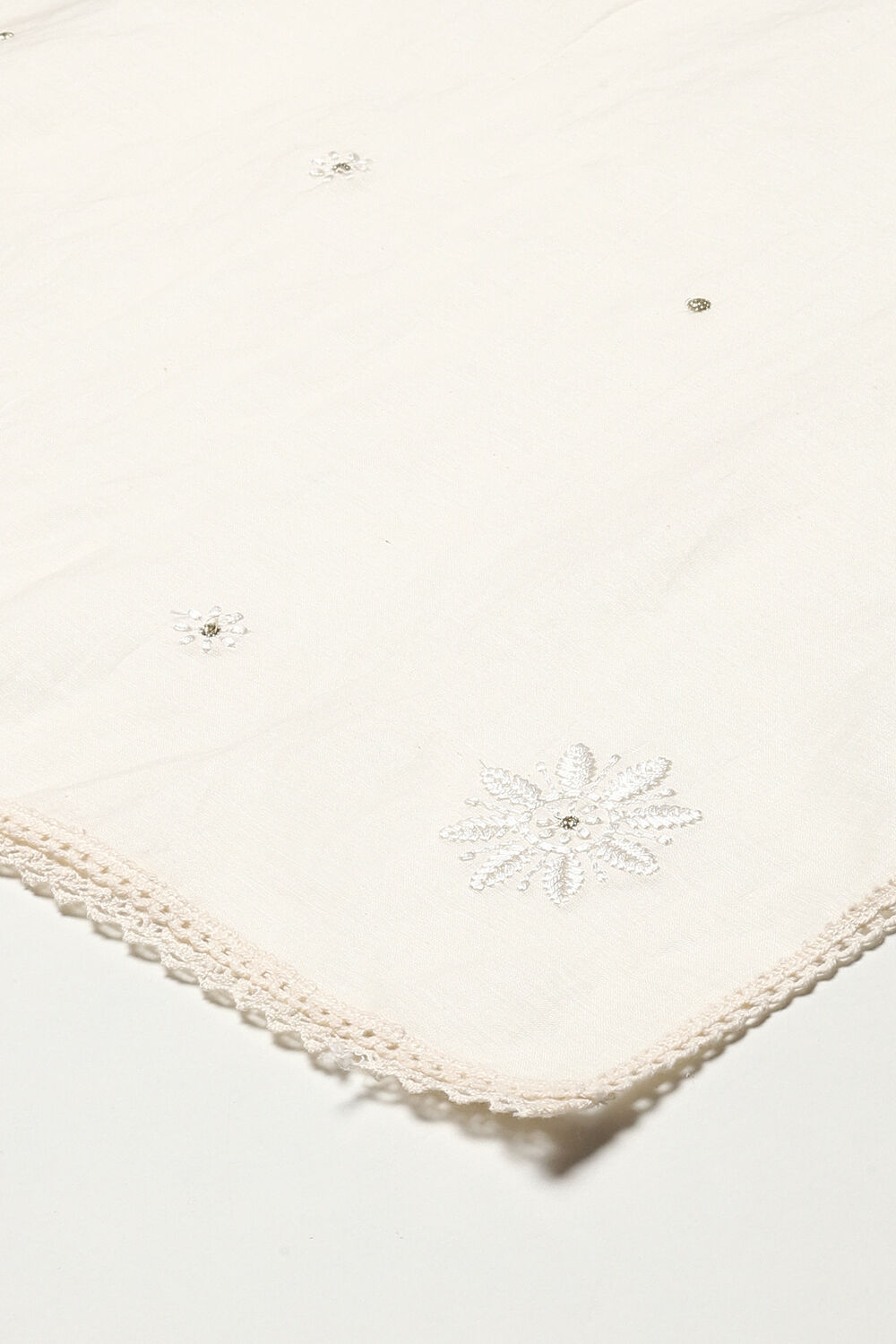 Ivory Cotton Blend Layered Kurta Suit Set image number 3