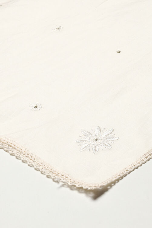 Ivory Cotton Blend Layered Kurta Suit Set image number 3
