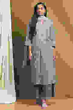 Blue Cotton Printed A-Line Suit Set image number 6