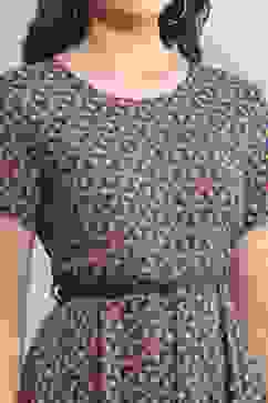 Indigo LIVA Straight Printed Jumpsuit Dress image number 1