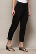 Black Cotton Slim Solid Pants image number 3