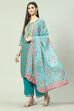 Teal Cotton Straight Kurta Palazzo Suit Set image number 0