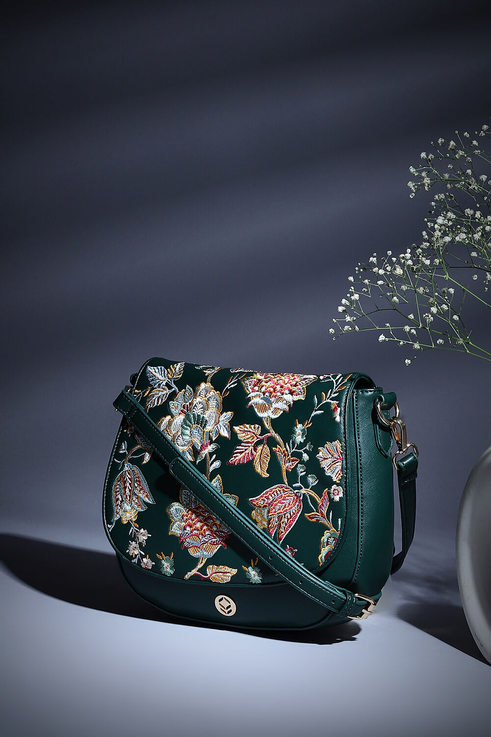 Green Pu Leather Crossbody at Biba India