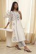 Off-White Pure Cotton Printed A-line Kurta Set image number 0