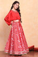 Red Polyester Lehenga Set image number 4