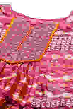 Pink & Purple Polyester Tiered Kurta Printed Suit Set image number 1