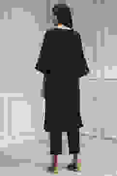 Black Textured Straight Kurta Pants Set image number 4