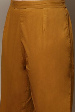 Light Brown Chanderi Blend Panelled Unstitched Suit Set image number 3
