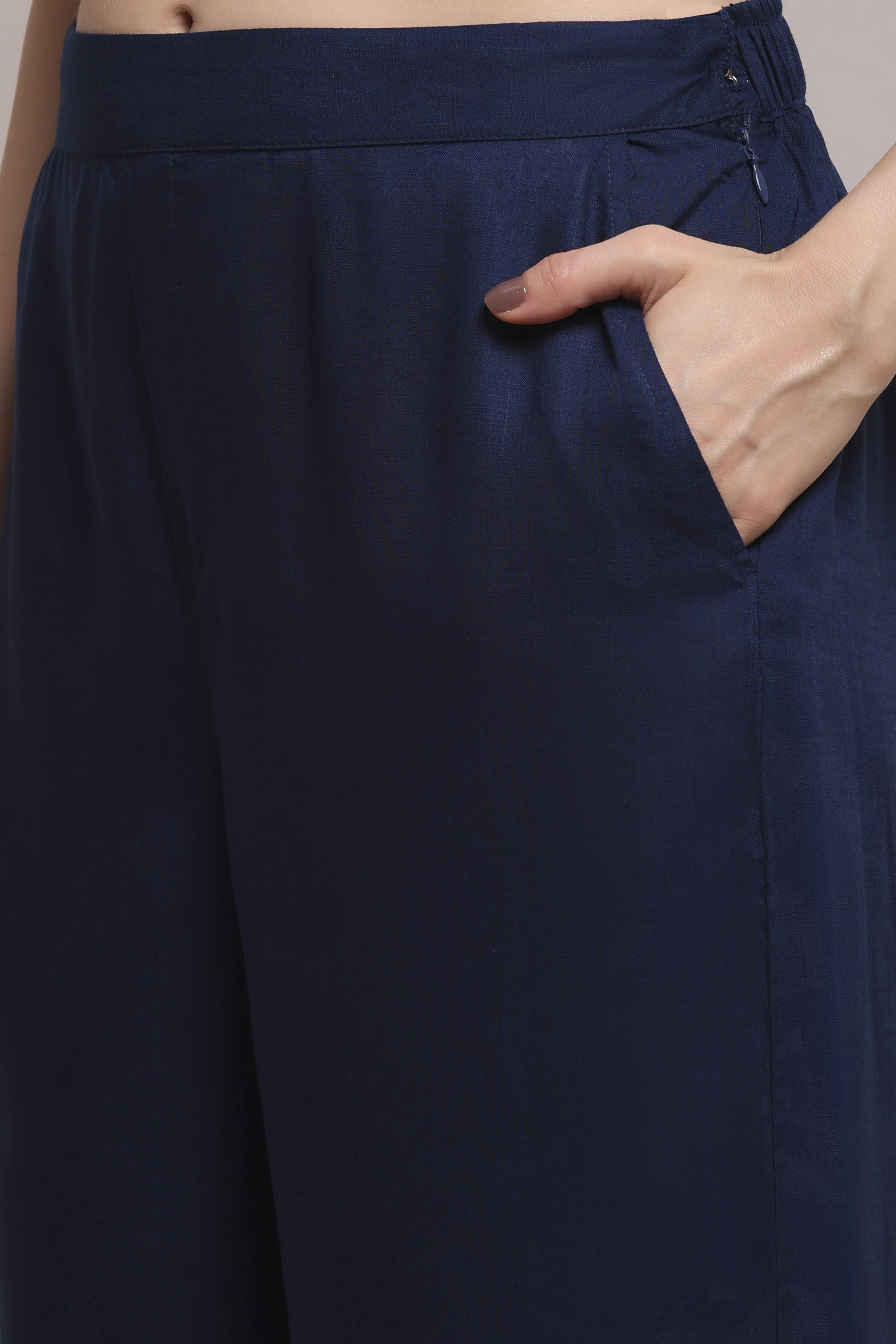 Blue Viscose Rayon Dyed Straight Suit Set image number 2