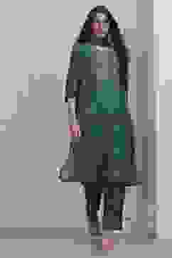 Green Modal Printed Straight Suit Set image number 7