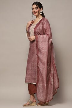 Dusky Pink Chanderi Blend Unstitched Suit set image number 5