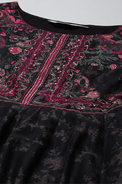Black Cotton Silk Anarkali Kurta Palazzo Suit Set image number 1