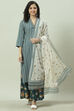 Blue Cotton Straight Kurta Palazzo Suit Set image number 0
