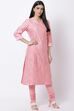 Peach Straight Kurta Churidar Suit Set image number 3