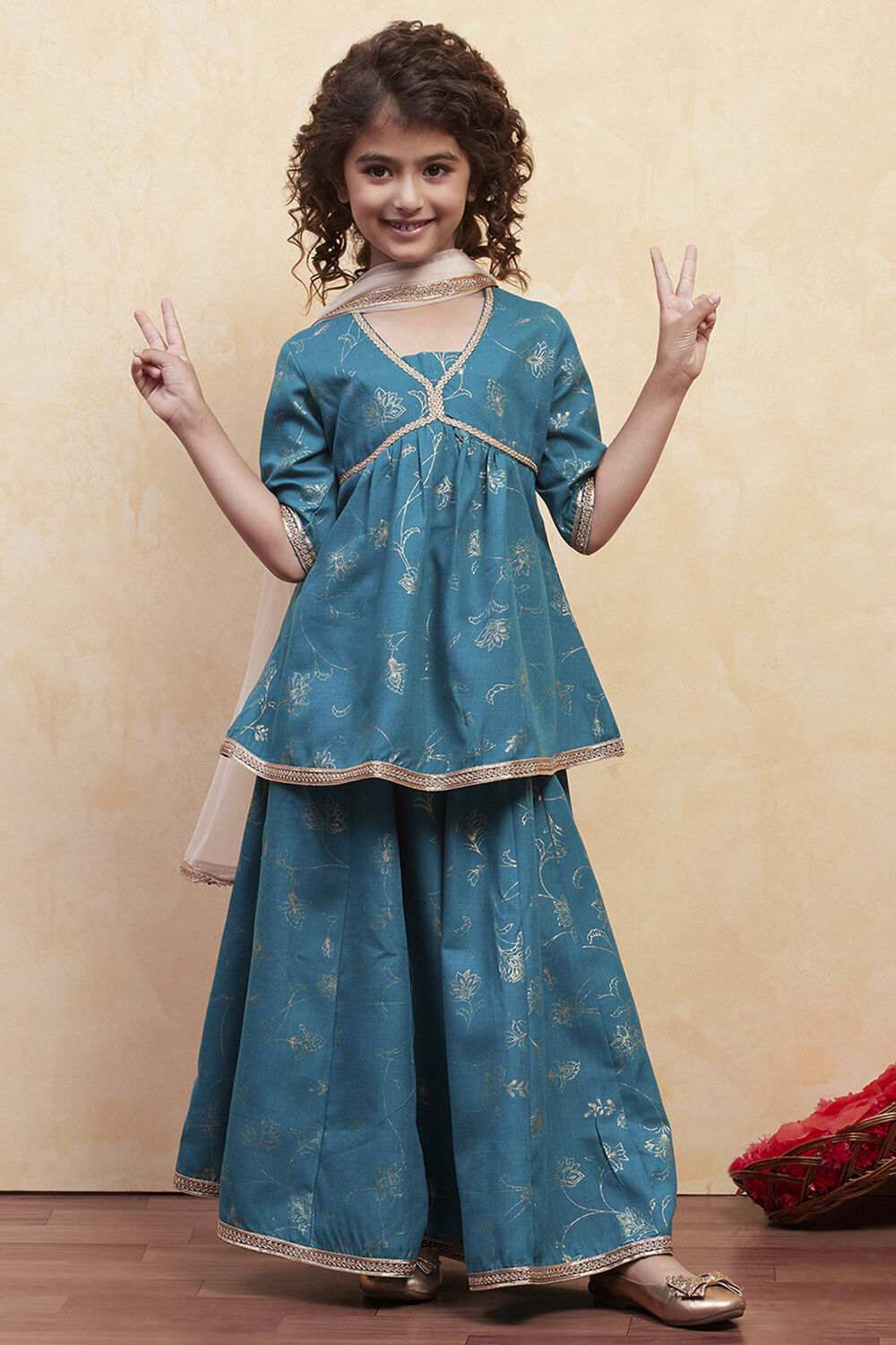 Blush Pink Printed Peplum Lehenga Set image number 0