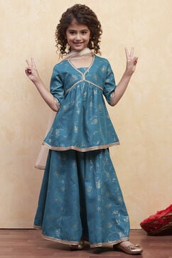 Green Polyester Peplum Lehenga Set image number 0
