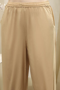Orange Cotton Blend Straight Kurta image number 2