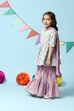 Light Blue Cotton Gathered Kurta Garara Suit Set image number 5