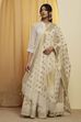 Off White Gold Woven Design Tasseled Dupatta image number 4