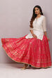 Fuchsia Flared Art Silk Skirts image number 0