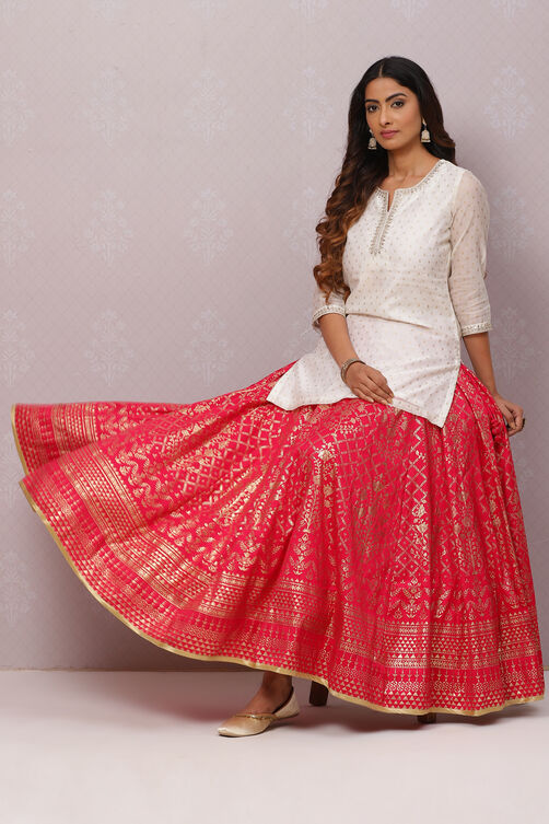 Fuchsia Flared Art Silk Skirts image number 0
