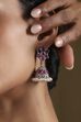 Dark Pink Brass Jhumka image number 1