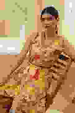 Yellow Cotton Floral Flared Jumpsuit image number 6