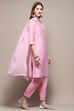 Off White Art Silk Straight Kurta Regular Pant Suit Set image number 6