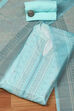 Light Blue Silk Blend Digital Print Unstitched Suit Set