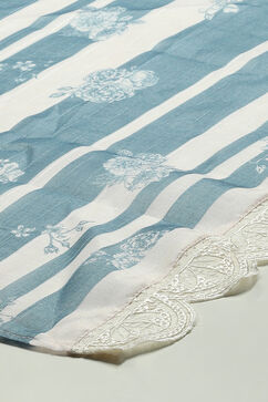 White Blue Linen Unstitched Suit Set image number 4