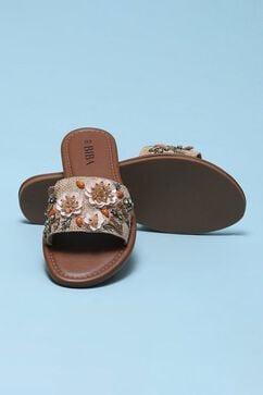 Brown Embroidered Sandals image number 3
