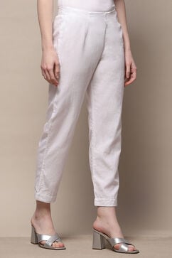 White Cotton Slim Pant image number 3