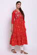 Red Cotton Double Layered Printed Kurta image number 3