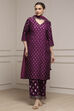 Green-Maroon Viscose Gathered Yarndyed Suit Set image number 6