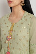 Light Green Cotton Anarkali Kurta Palazzo Suit Set image number 1