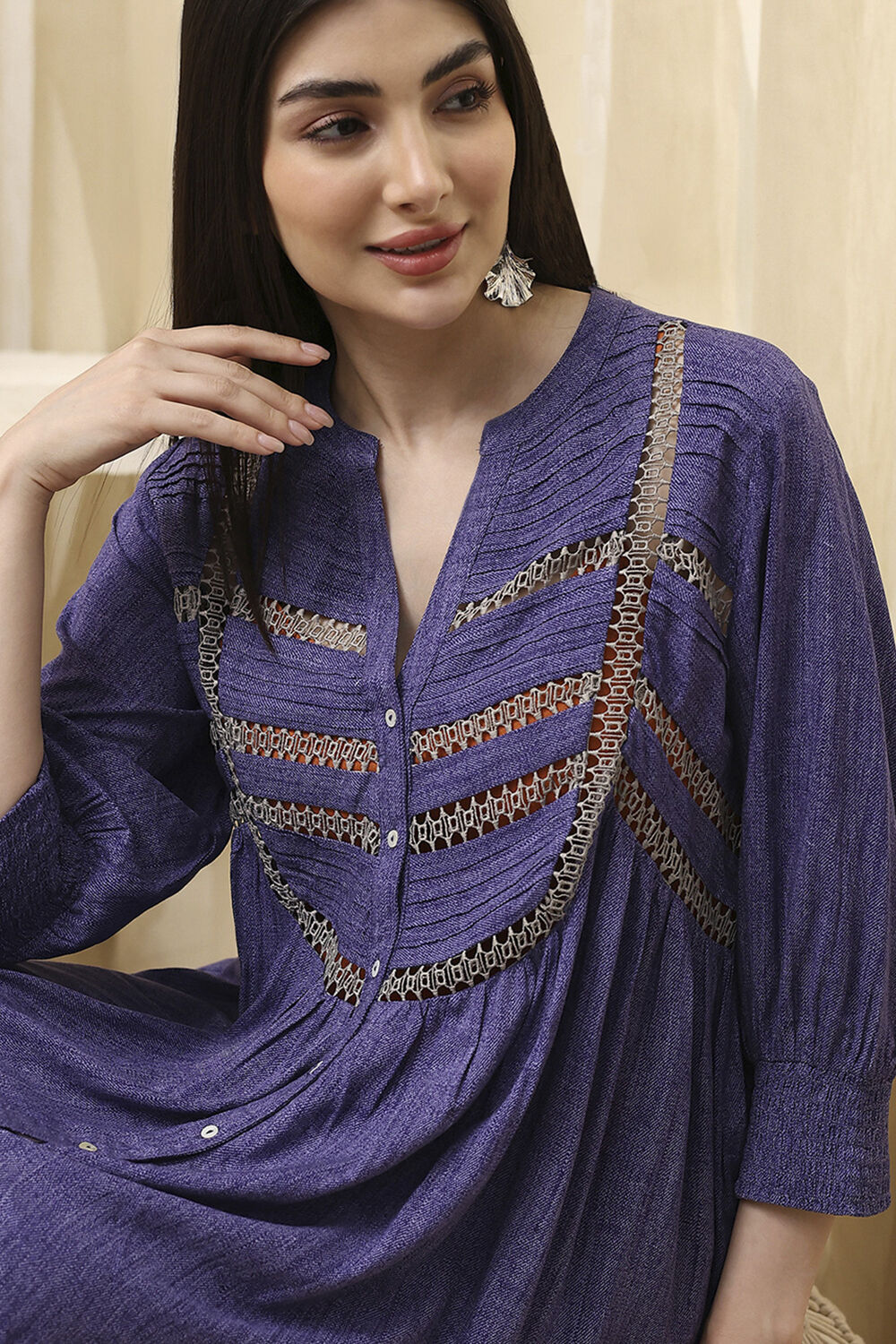 Blue Printed Straight Short Kurta image number 1