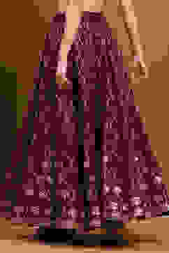 Wine Shantoon Block Printed Festive Skirt image number 5