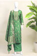 Teal Jacquard Printed Unstitched Suit Set image number 5