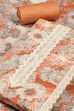 Peach Cotton Flower and Lace Work Unstitched Suit Set image number 1