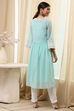 Aqua Embroidered Gathered Kurta image number 3