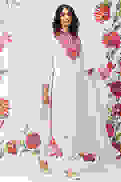 Rohit Bal Off White Silk Straight Embroidered Suit Set image number 6