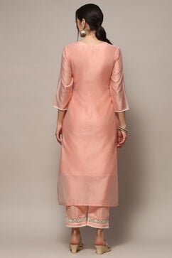 Baby Pink Chanderi Blend Unstitched Suit set image number 6