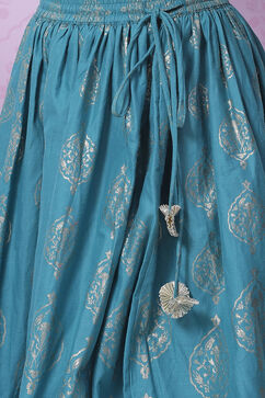 Teal Viscose Lehenga Set image number 2