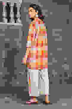 Orange Cotton Straight Suit Set image number 3